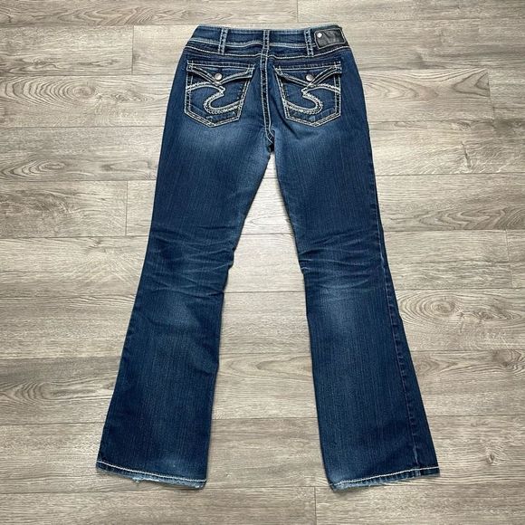 5/$20 Silver Suki Flap Bootcut Flare Jeans Womens 30x32 Mid Rise Rhinestones - Picture 6 of 13